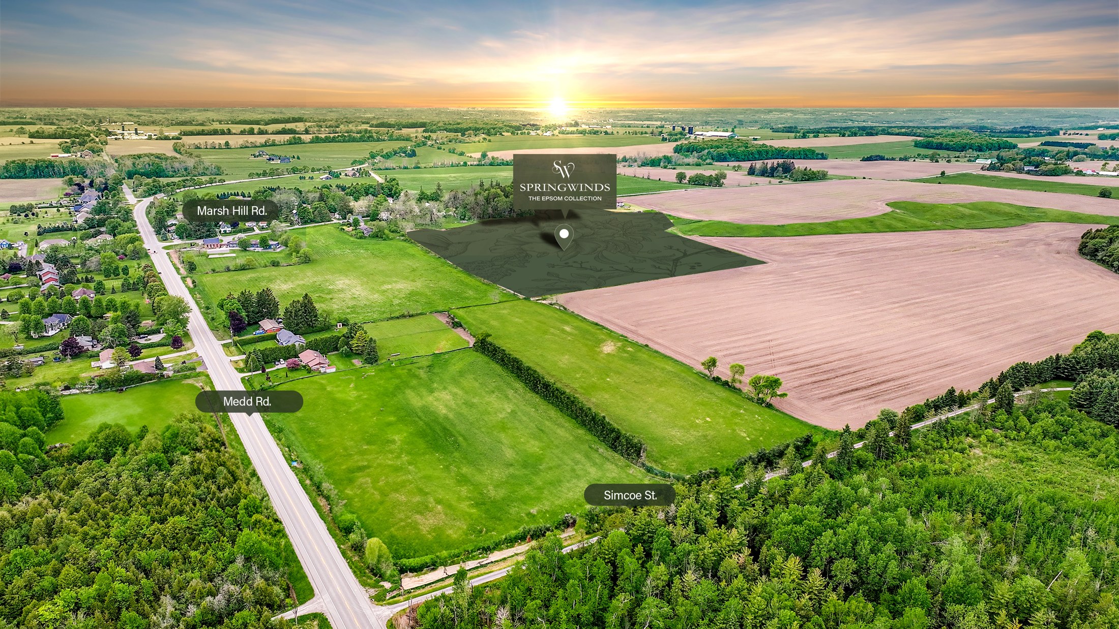 Aerial view of the Epsom collection at Marsh Hill Road